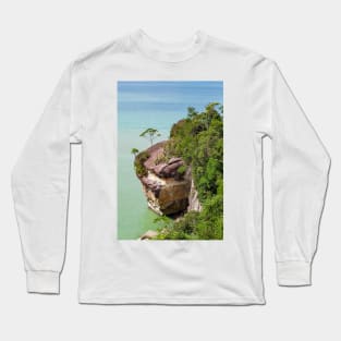 Cliff and trees at ocean shore landscape Long Sleeve T-Shirt